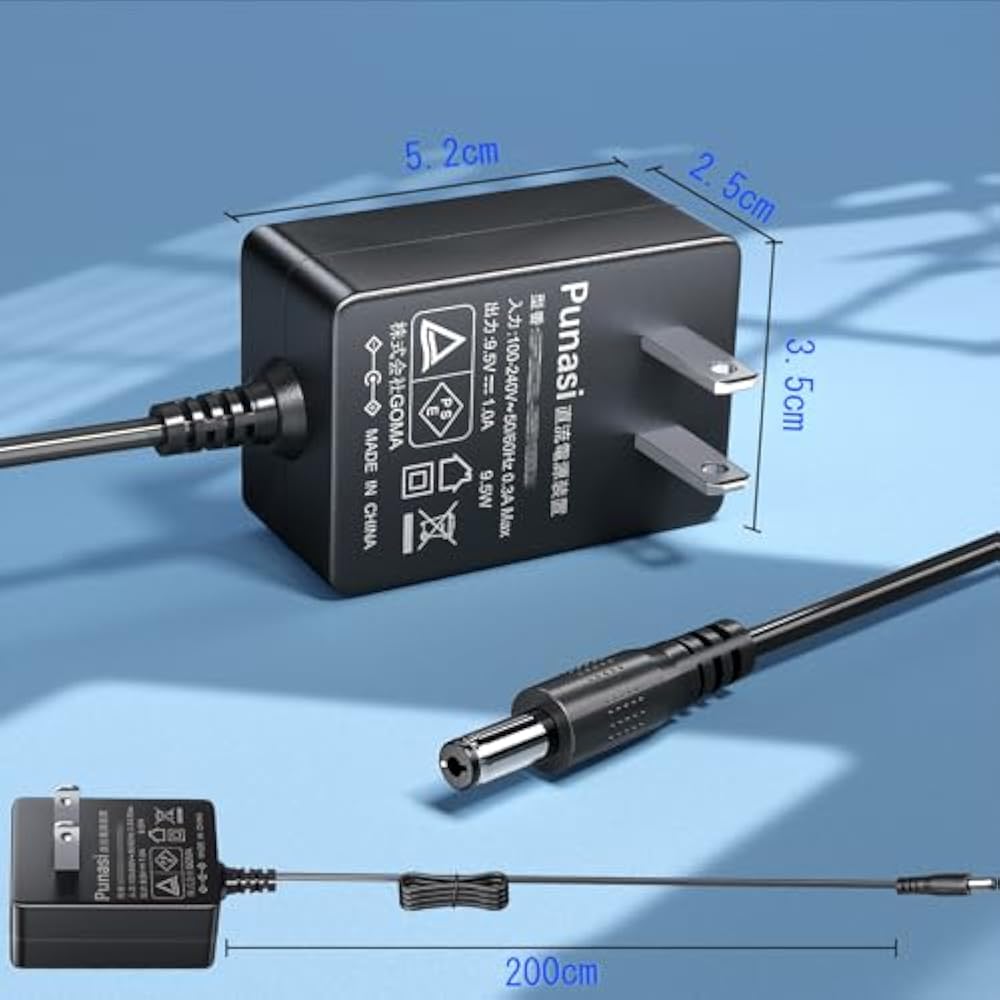 Punasi Casio Label Writer PSE Certified NameLand AC Adapter AD-E95100LJ AC Adapter 9.5V 1A Charge...