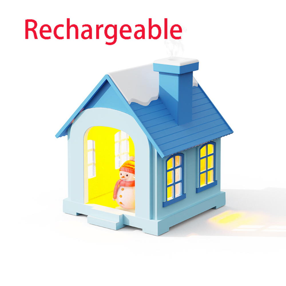 Snowhouse Style Warm Light Humidifier USB Charging Desktop Mini Decoration Colorful Snowman Atmosphere Light Ornament