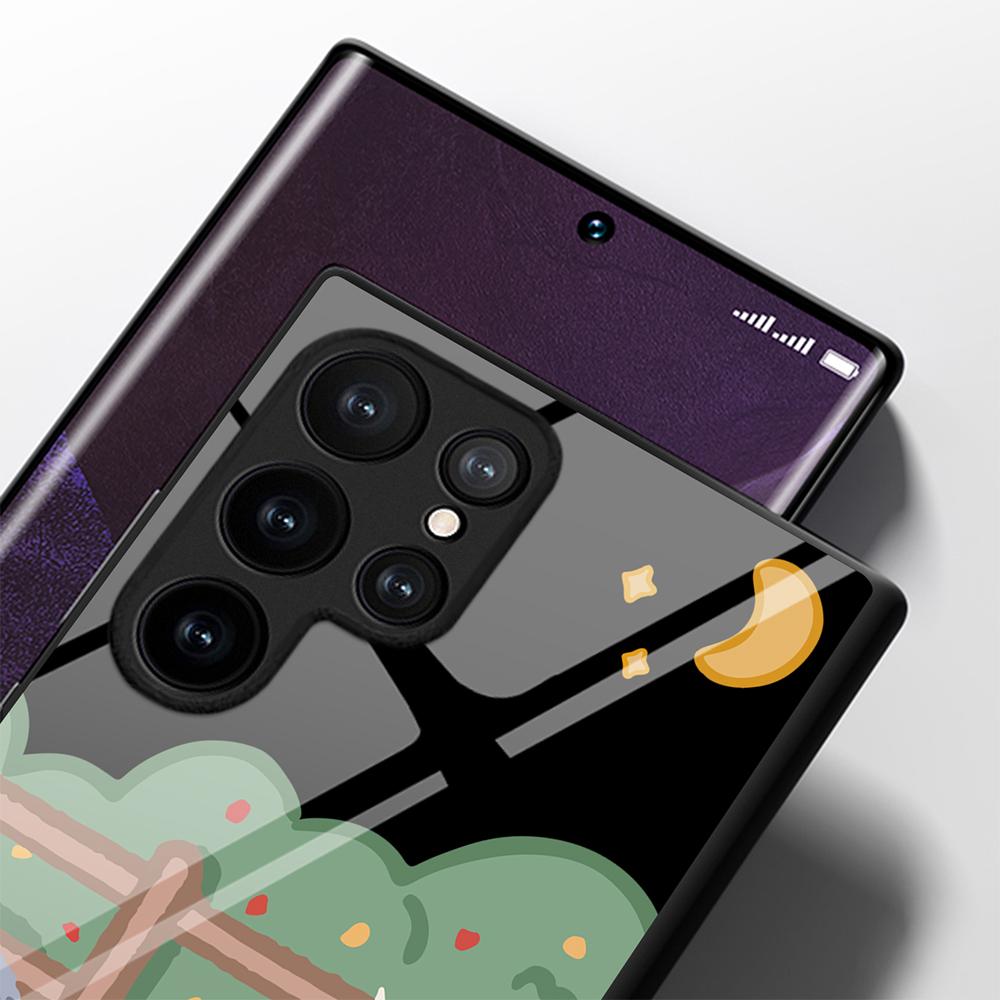 Phone Case For Samsung Galaxy S22 Plus Ultra Cartoon Cheese Glass Cases For Galaxy S20 Fe S21ultra S23plus S21fe Tpu Black Cover