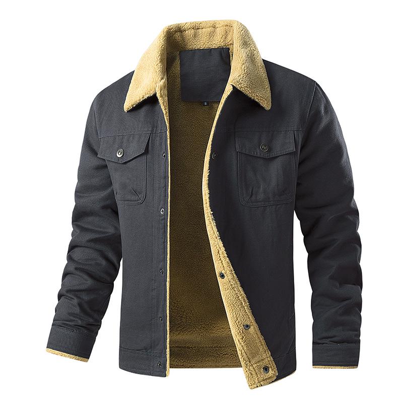 Men's Fleece-Lined Multi-Pocket Jacket: Warm Cotton and Nylon for Autumn and Winter