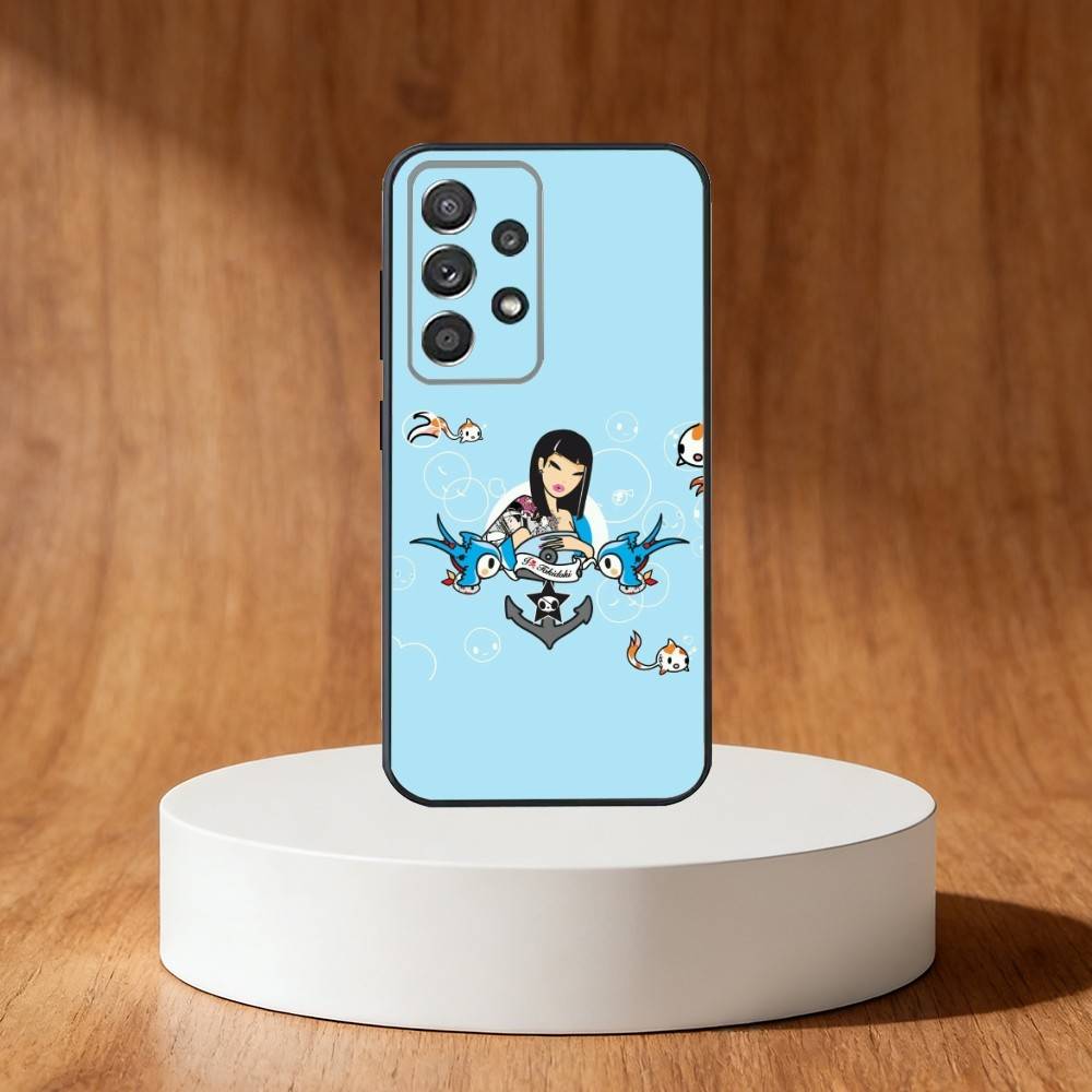 J-Japan T-okidokis Girl Phone Case For Samsung S25,S24,S21,S22,S23,S30,Ultra,S20,Plus,Fe,Note,10,9,5G Black Cover
