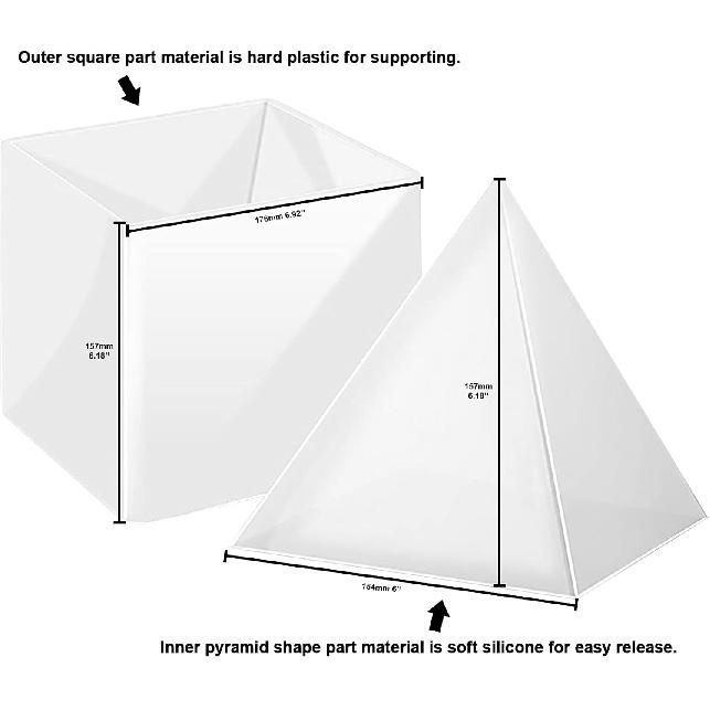 FUNSHOWCASE Pyramid Resin Epoxy Mold for Womens Jewelry Making, Polymer Clay, Soap Making, Cabochon Crystal Gemstone Crafting Projects Extra Large