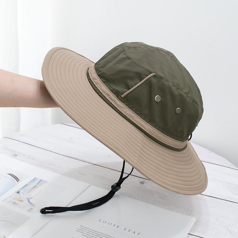 

Outdoor Fishing Cap With Large Brim And Drawstring For Summer Sun Protection Green Khaki,HS 60cm