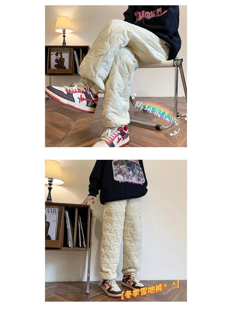 Women's Quilted Cotton Down Pants - Winter Sports Sweatpants, Windproof, Slim Fit, Warm & Cold-Resistant To -40°C