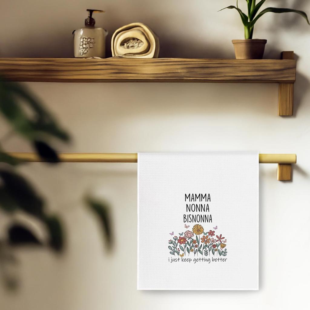 Bisnonna Great Grandma Gifts Kitchen Towels, Pregnancy Baby Announcement for Nonna Grandma, Gifts for Great Grandmother Decorative Dish Tea Hand