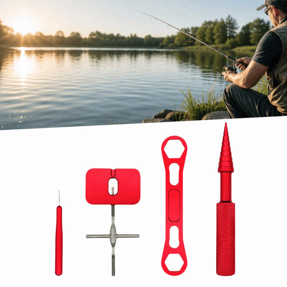 5PCS 2 Colors Reel Repair Tool Kit Aluminum Alloy Fishing Reel Care Kit For Baitcasting Reels красный
