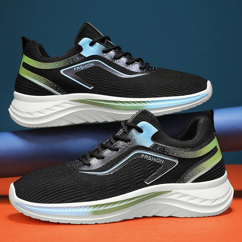 

2024 new daily youth outdoor running shoes fashionable thick-soled heightening fly-woven summer breathable sports men s shoes 44
