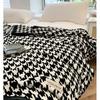 Checkered & Houndstooth Coral Fleece Blanket Soft Warm All-Season Throw for Sofa Office Nap