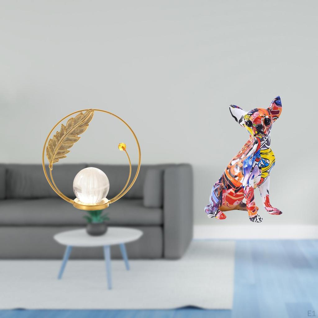Crystal Ball Metal Sculpture Figurine Ornament Stand for Hallway Fireplace Bedroom Office Colorful