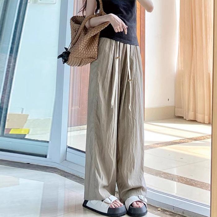 Maternity Ice Silk Sun Protection Wide Leg Pants – Summer Outerwear 2026 4XL