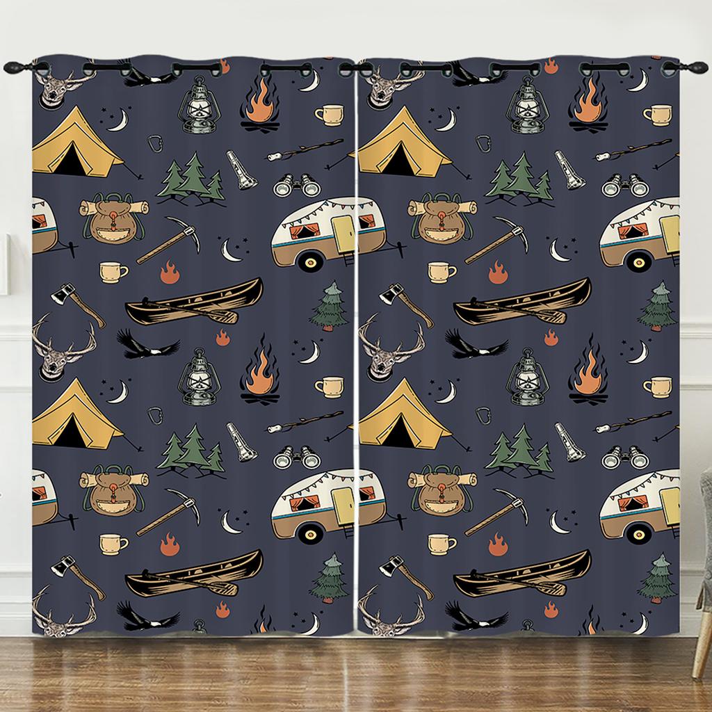 Gardin Resa Husbil Illustration 3D Digitaltryck Mörkläggningsgardin Genomslag