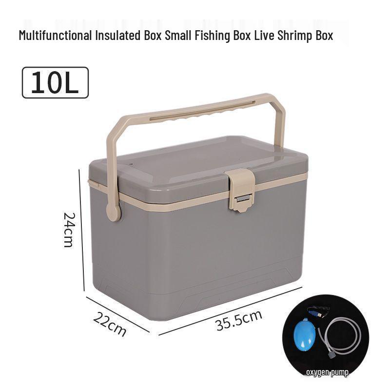 Sea Fishing Insulated Tackle Box with Oxygenator - Lightweight, Refrigerated, and Perfect for Live Shrimp.