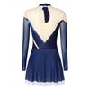 Damen Eiskunstlaufkleid Glänzende Strasssteine Farbverlauf Stehkragen Mesh Lange Ärmel Tanzbekleidung