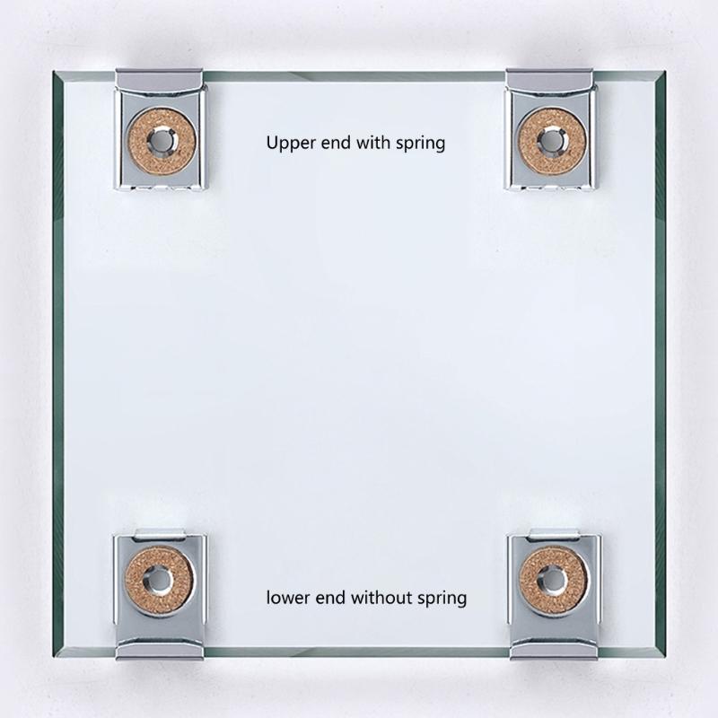 4pcs Iron Mirror Holders with Cork Padding For Wall Mounted Glass Adjustable Spring Clamp Holder