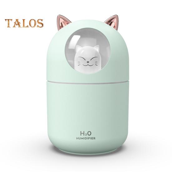 

USB-увлажнитель воздуха с большой емкостью, 2 режима распыления, автоматическое выключение, низкий уровень шума, увлажнитель воздуха в форме кошки, диффузор эфирных масел с ночником зелёный