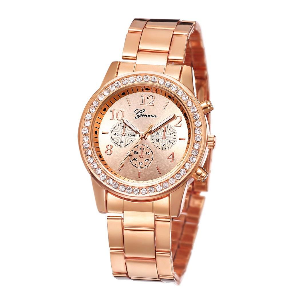 Elegant Ladies Quartz Watch Rose Gold Stainless Steel Band Women Wristwatch Relógio Luxury Diamonds Rhinestone Watch Women