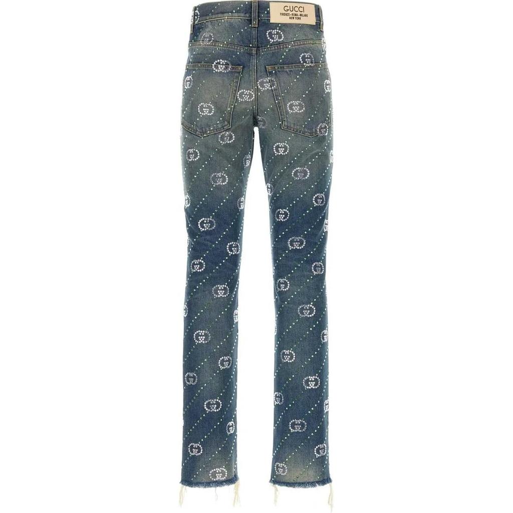 Gucci Dżinsy z postrzępionym brzegiem i wzorem Interlocking G 760957-XDCOT-4447