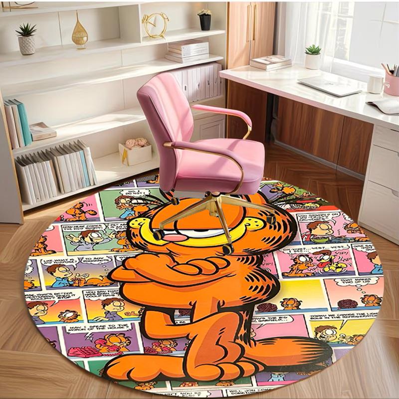 Garfield Baskılı Yuvarlak Halı, Yıkanabilir Zemin Halısı, Giriş Holü Yurt Çamaşır Odası Ofis Çalışma Odası İçin, Ev Dekorasyonu Doğum Günü Noel Hediyesi