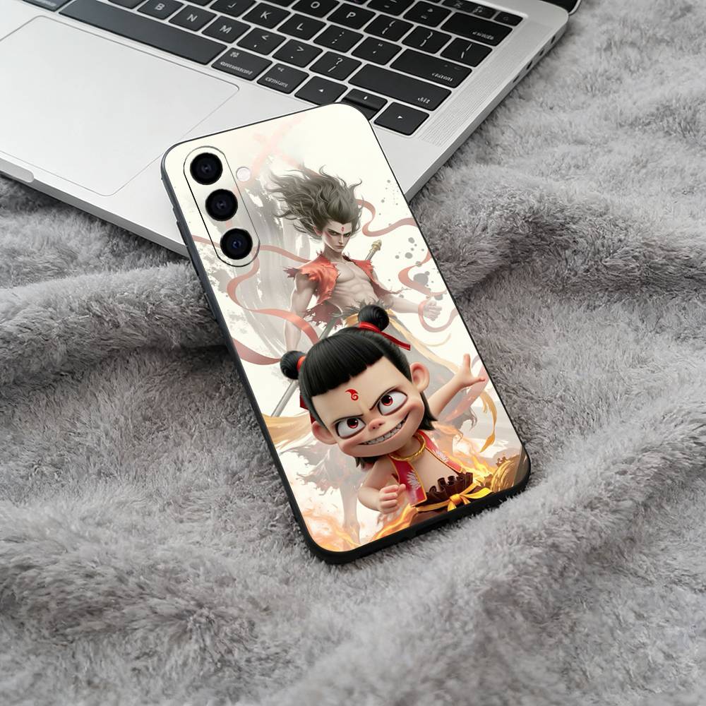 H-O-T-Ne-zha Black Soft Silicone Phone Case for Samsung Galaxy A73, A71, A72, A70, A53, A52, A51