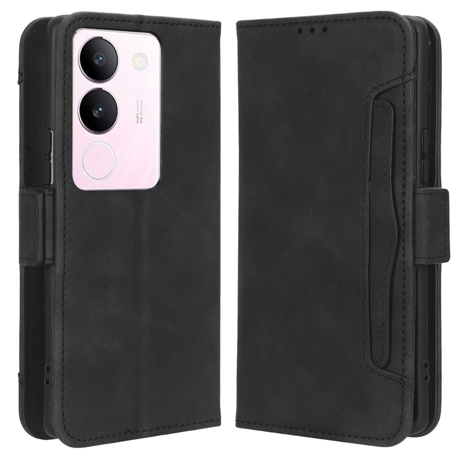 

For vivo V29 5G/S17 5G/S17 Pro 5G/S17t 5G Multiple Card Slots PU Leather Phone Cover Foldable Stand Case Wallet Phone Shell Black
