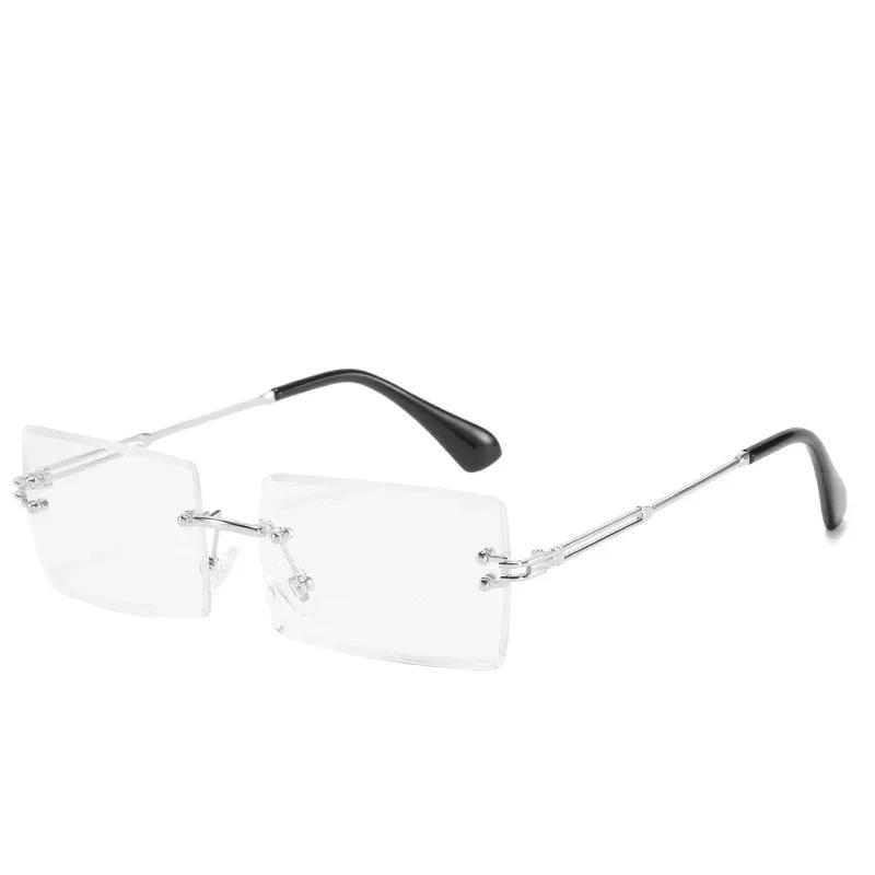 High-Quality Fashion Blue Light Blocking Glasses Frameless Rimless Rectangle Glasses Gaming Computer Reading Eyewear Anti Eyestrain