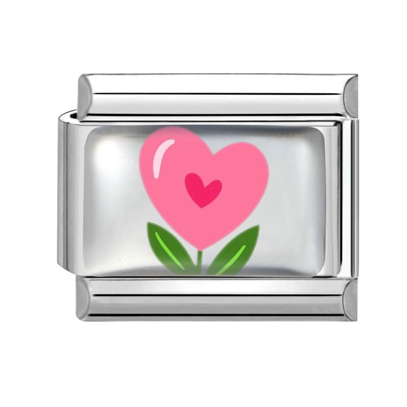 New Design Pink Planet Flower Cherry Eyes Butterfly Italian Charm Links Fit 9MM Stainless Steel Bracelet Jewelry DIY Making