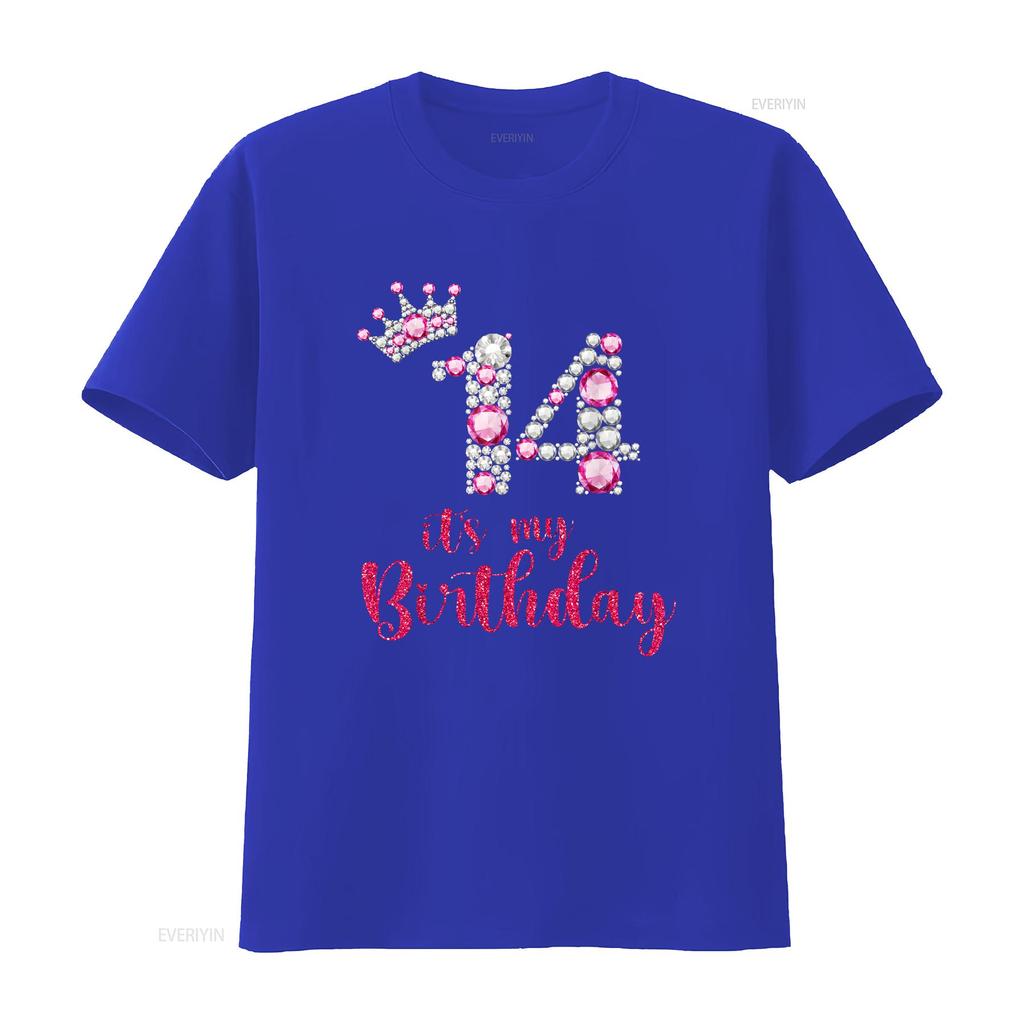 14 It s My Birthday 14th Years Old Bday T Shirt vintage Washed Unisex Versatile Soft Stretched Breathable graphic Casual