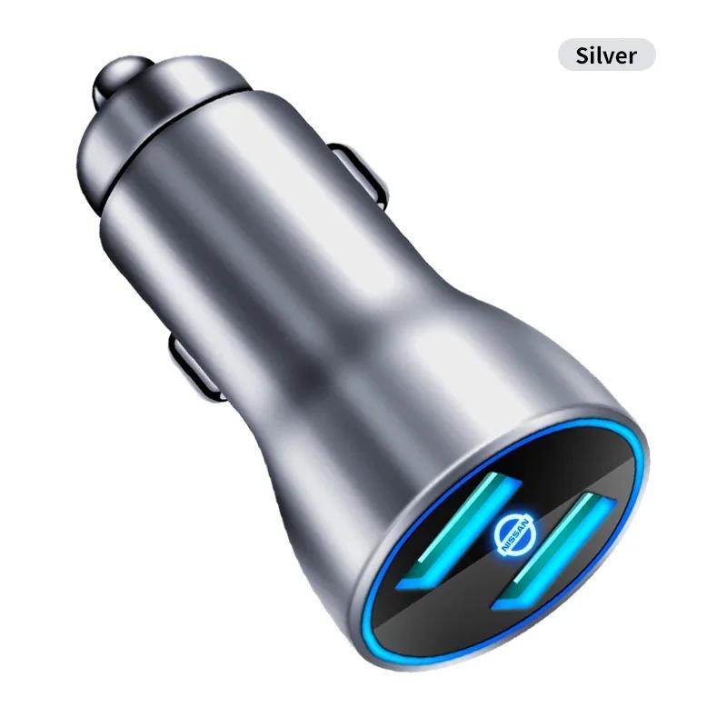 USB QC3.0 Car Charger LED Voltmeter Portable Adapter Cigarette Lighter For Nissan X-trail Almera Qashqai Tiida Auto Accessories