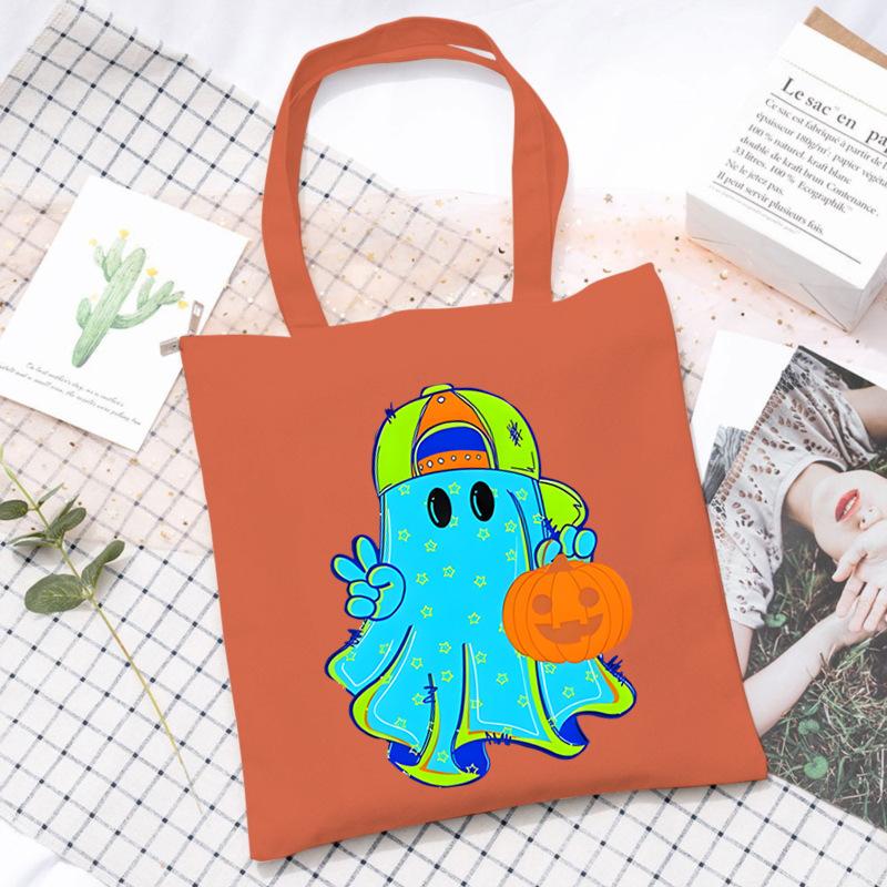 Halloween Halloween Printed Canvas Bag Lazy Style Trend Student Leisure Shoulder Bag Large Capacity