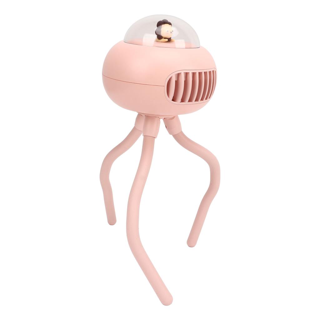 Mini Ręczny Osobisty Przenośny Wentylator USB Mały Wentylator do Wózka Dziecięcego z Elastycznym Statywem Różowy Lew