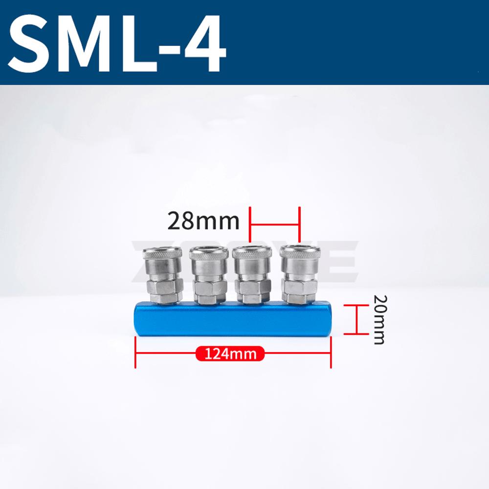 20x20mm WxH With SML Fittings 1/4" BSP Female 2 Rows X 2 3 4 5 6 8 Ways Solid Aluminum Pneumatic Air Manifold Block Splitter
