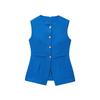 Kaslead New Arrival Women's Fashion Style Fashion Silm Button Decoration Sleeveless Vest Casual Shorts