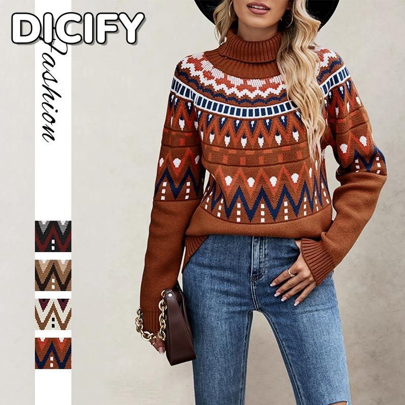 DICFY Women's Fashion Casual Long Sleeve Autumn Winter Loose Sweaters