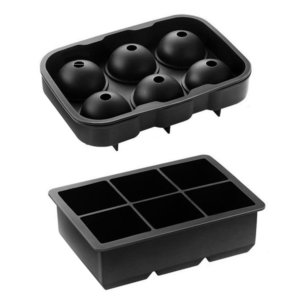 Ice Tray Ice Cube Ball Maker Mold Silicone Box Easy Release with Lid for Bar Home