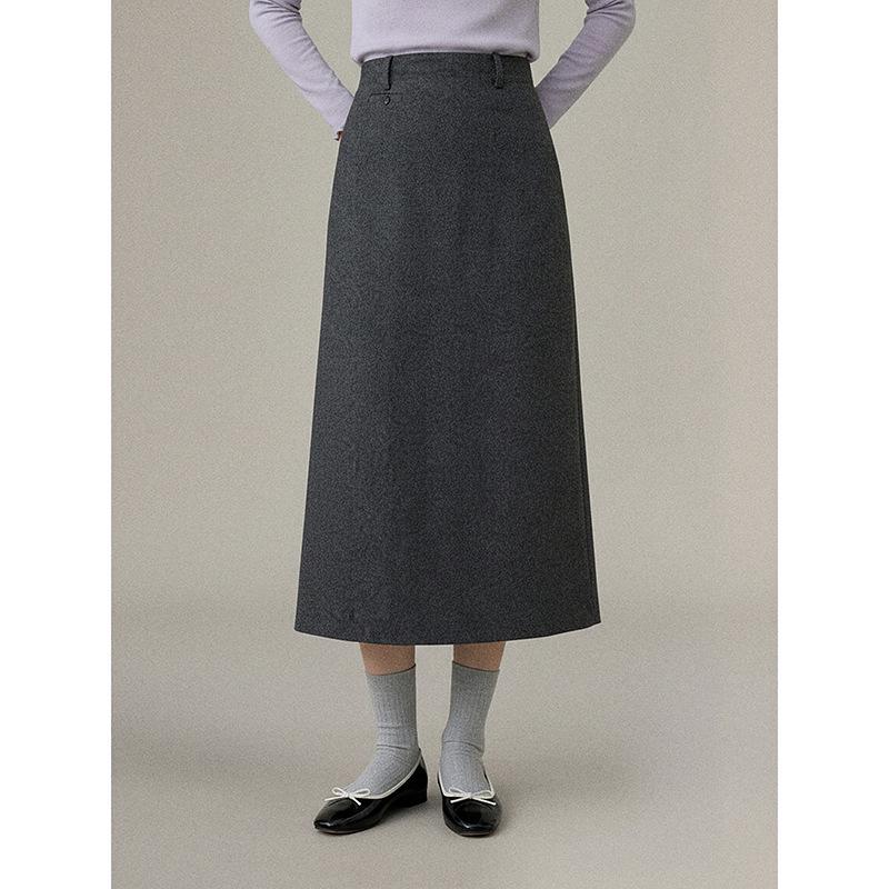 

Winter Antiques Street: Ge Ming Retro Woolen A-line Slit Skirt for Women (N346B) S (40-52 kg) темно-серого