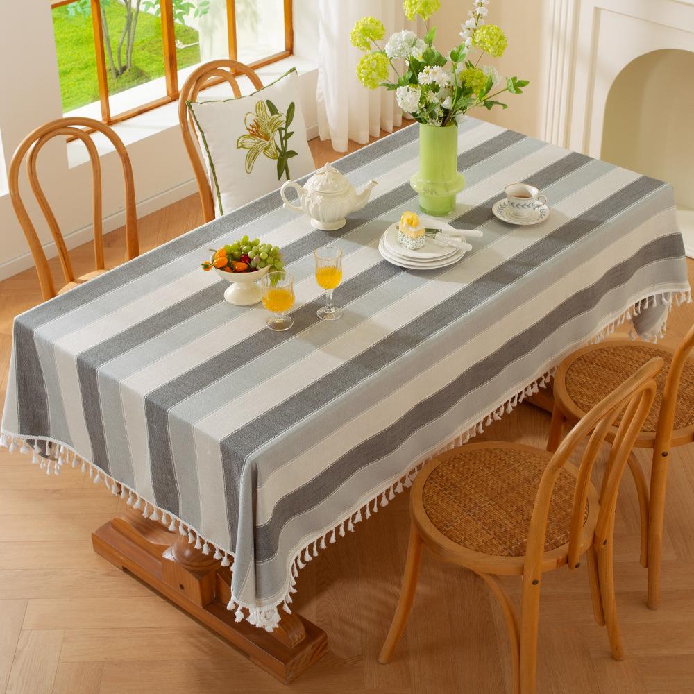 Striped Cotton And Linen Tablecloth, Living Room American Dining Table Mat, Rectangular Coffee Table Tablecloth, Simple, Small And Fresh