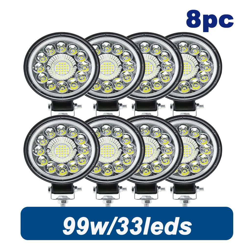 Auto Work Light 99W Led Light Round Square LED Offroad LED Bar 4 Inch Spot Flood Fog Lamp12-24V Off Road 4x4 Barra LED Headlight