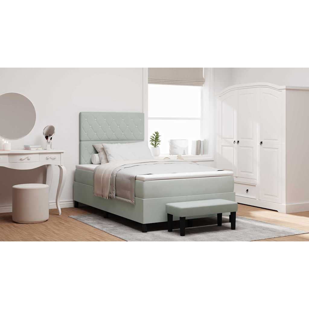 Box Spring Bed with Headboard Light Grey 190 x 120 cm Velvet