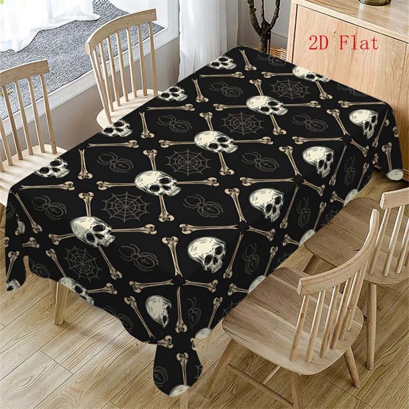 2D Flach 1 Stück für Halloween Tischdecke, für Halloween Horror Totenkopf Muster Tischdecke, Gothic Fantasy Stil Tischdecke, Geeignet für Halloween Dekoration