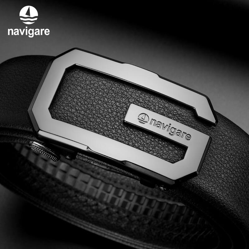 Navigare Men's Automatic Buckle Top-Grain Leather Belt