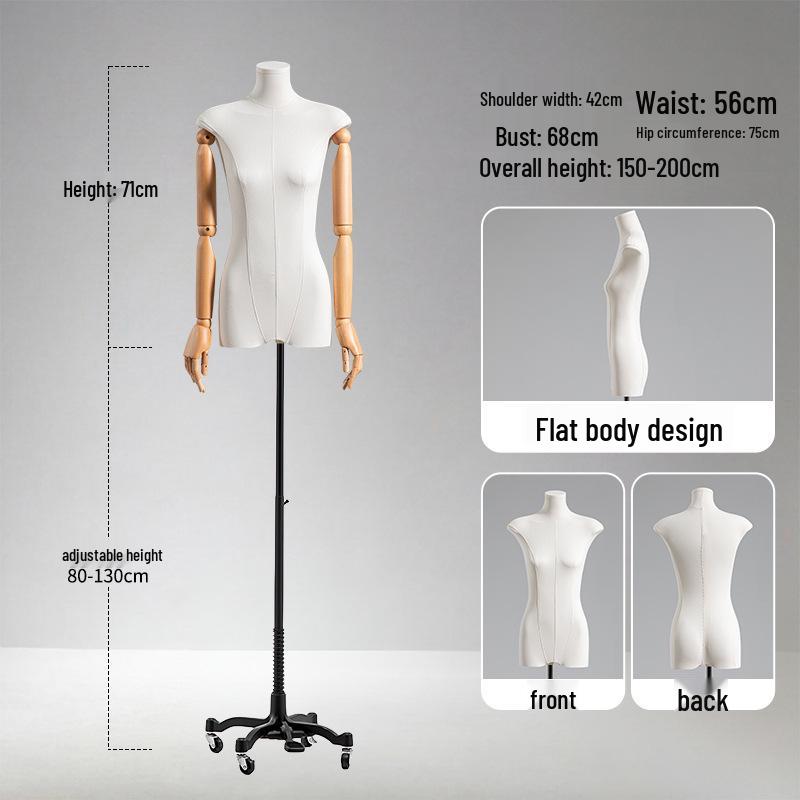 Adjustable Height Mannequin Stand with Arms for Women's Clothing Display