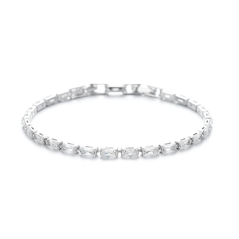 Minimalist Row of Diamonds Rectangular Bracelet for Women, Luxury Gift for Best Friend