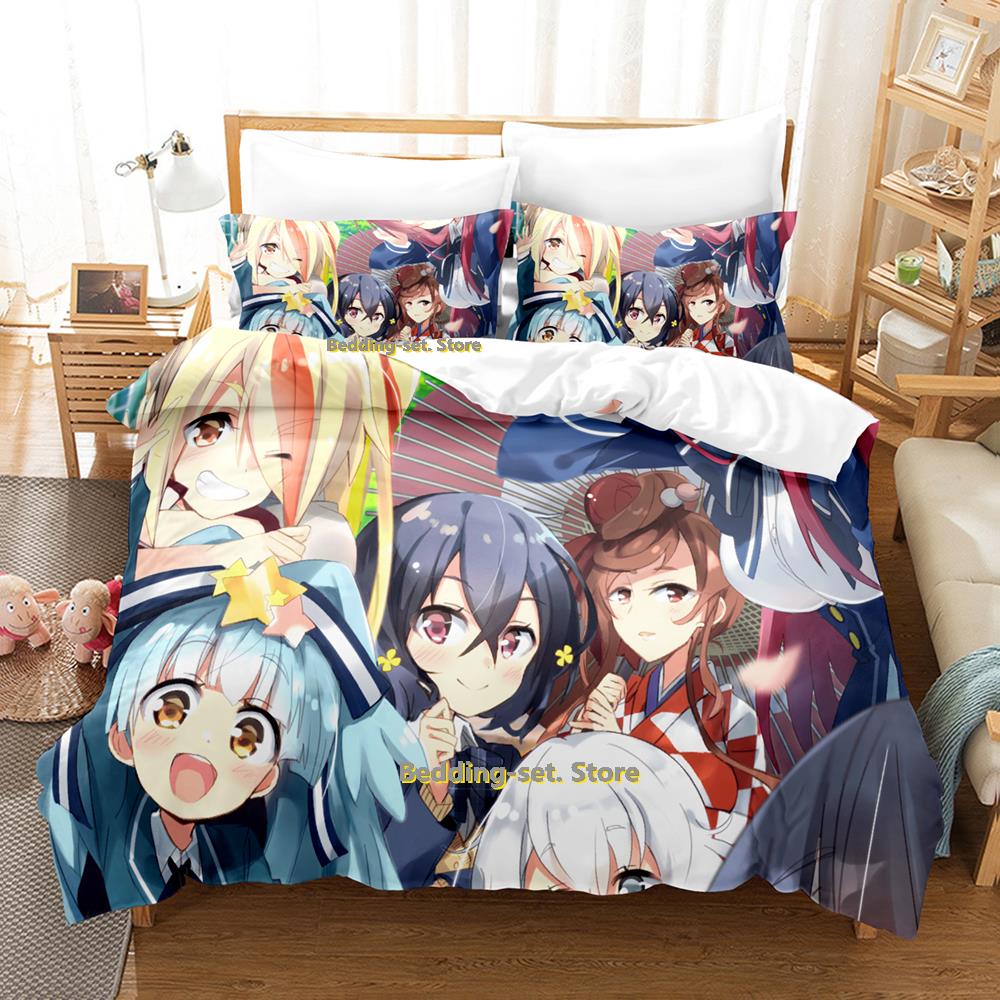 

2023 New Zombie Land Saga Bedding Set Single Twin Full Queen King Size Bed Set Adult Kid Bedroom Duvetcover Sets Anime Bed EU single(135x200cm)