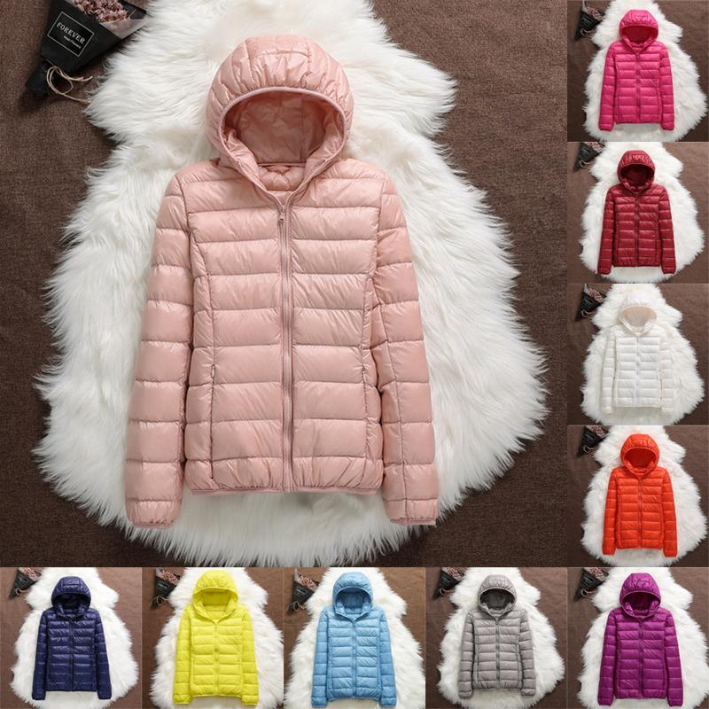 Warm Hooded Women Down Jacket Windproof Parka Coat White Duck Down Casual Autumn Winter