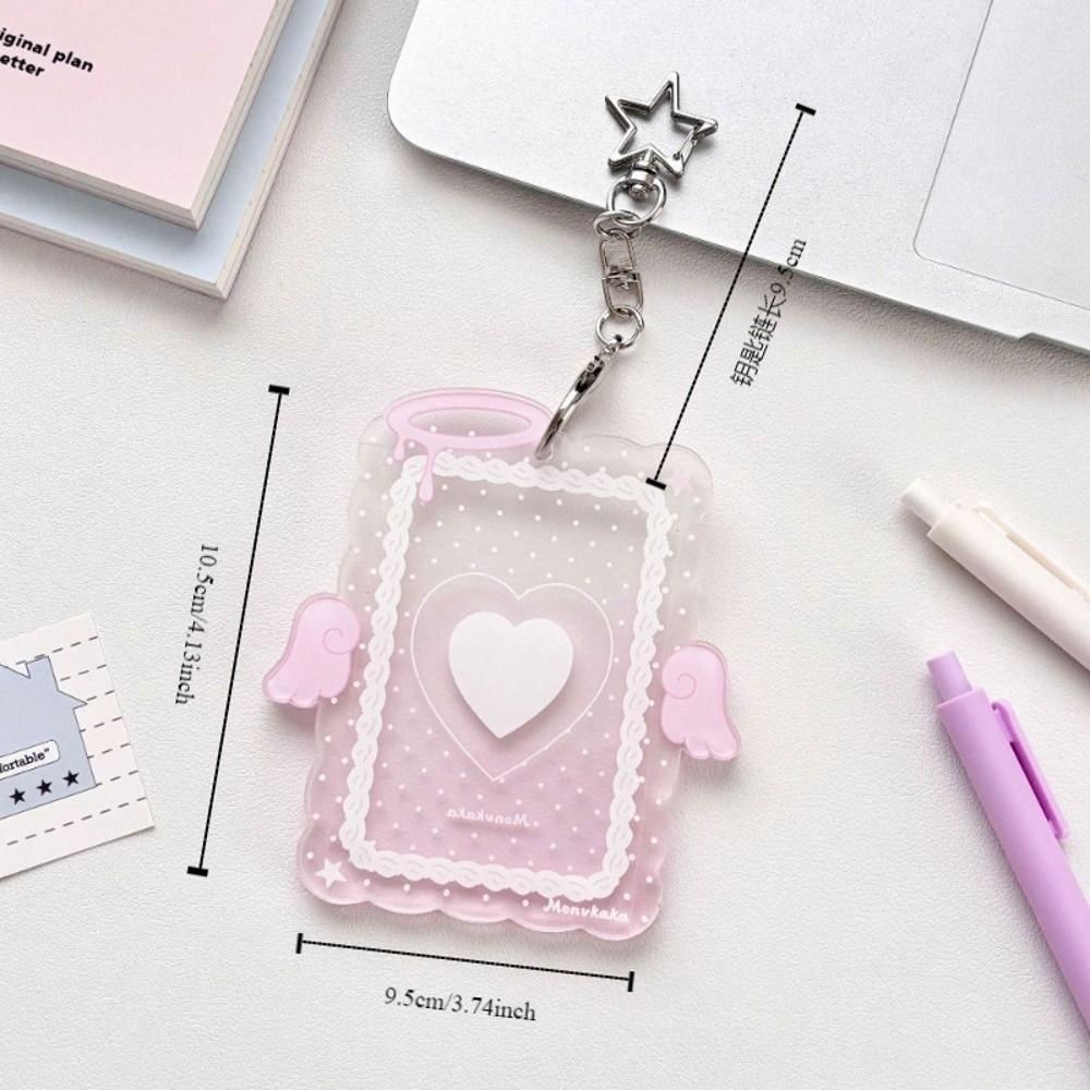 Cute 3 Inch Card Holder Colorful Angel Wings Clear Acrylic Card Sleeve ID Card Cover