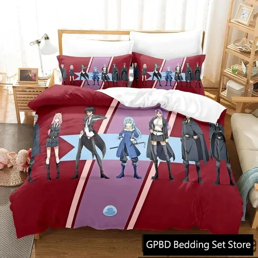 TenSura Rimuru That Time I Got Reincarnated As a Slime Beding Set 3D Printed Suitable for Bedrom Soft with Soft Fabric Duvet Cover Set Pilowcases