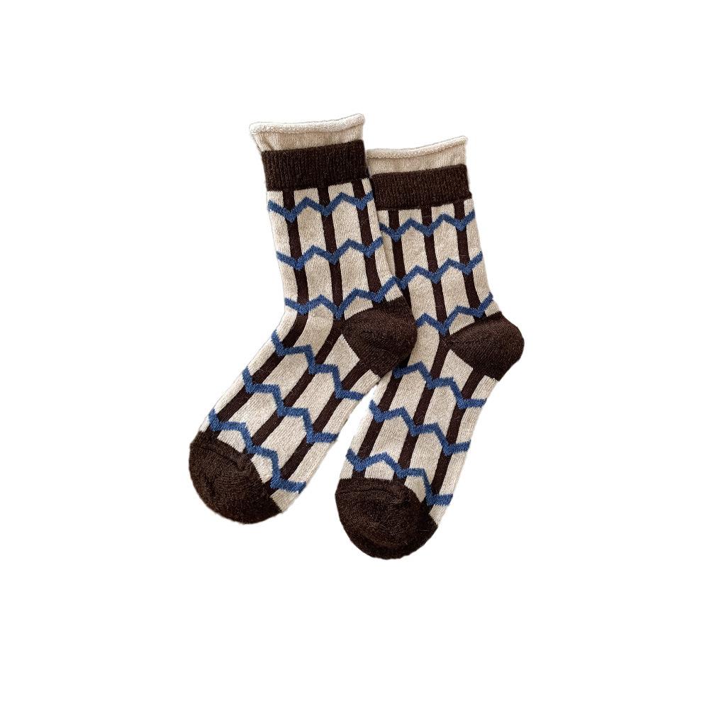 Thickened and Warm Wool Socks, Country-style Retro and Versatile Mid-calf Socks, Dui Dui, Versatile for Autumn and Winter, Plush and Cute