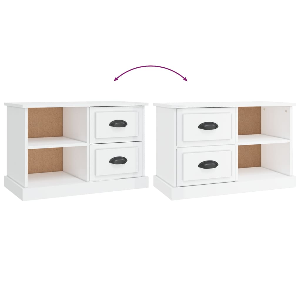 Glossy White TV Cabinet 73 x 35.5 x 47.5 cm Particleboard