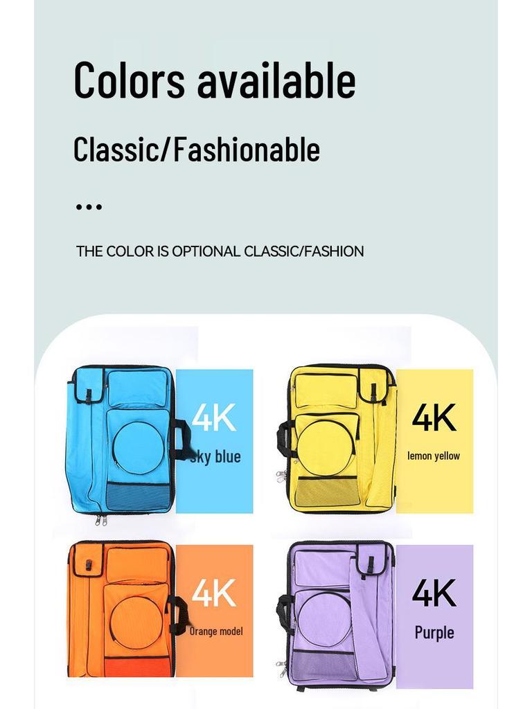 4K Multifunctional Waterproof Art Backpack - Large Zipper, Multi-Color Sketching & Drawing Board Bag