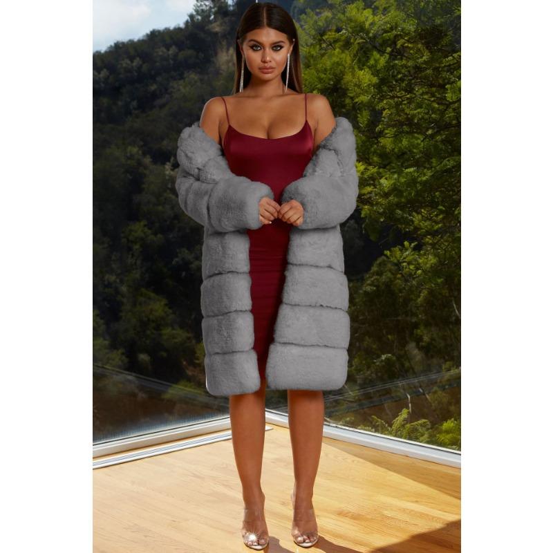 New imitation fur coat cotton coat thickened long women's coat trench coat first-hand light luxury style